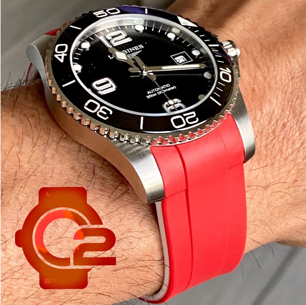 21mm RED/WHITE Vulcanized Rubber Strap 