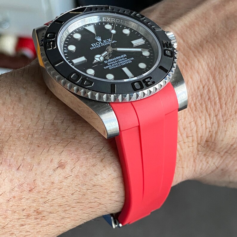 20mm Rubber RED Strap for Rolex Watches Newer Style Cases Etsy