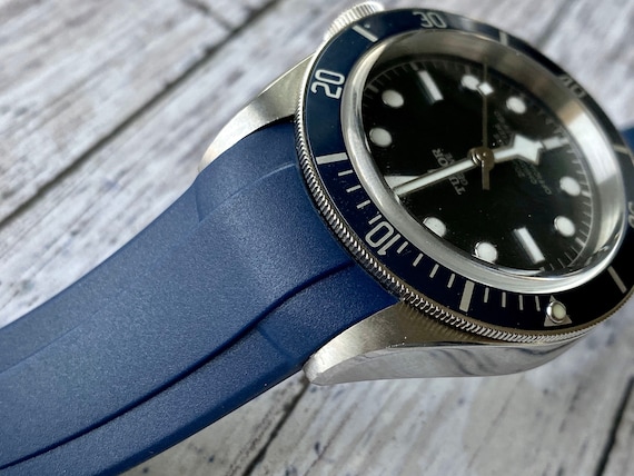 Tudor black bay blue rubber strap sales