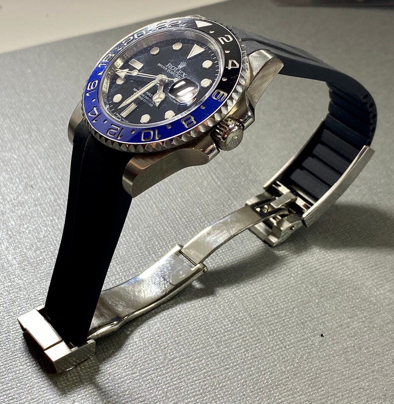 20mm Rubber BLACK Strap for Rolex Watches Newer Style Cases Etsy