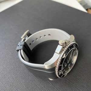 21mm BLACK/GRAY Vulcanized Rubber strap fits Longines HydroConquest watches - Read Below