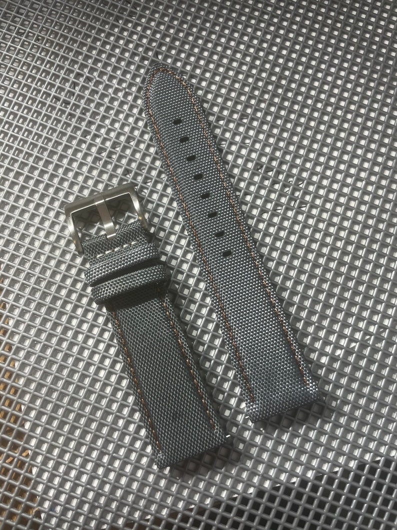 GRAY Sailcloth Canvas/leather Watch Band Strap Matching BROWN | Etsy