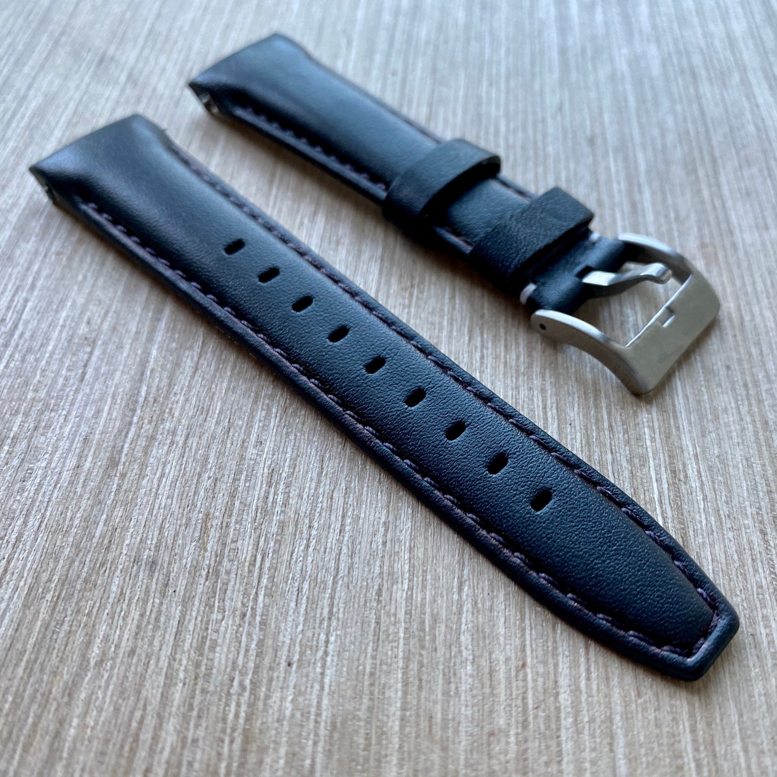 20mm BLACK Cowhide Leather Fitted curved Strap for Rolex - Etsy