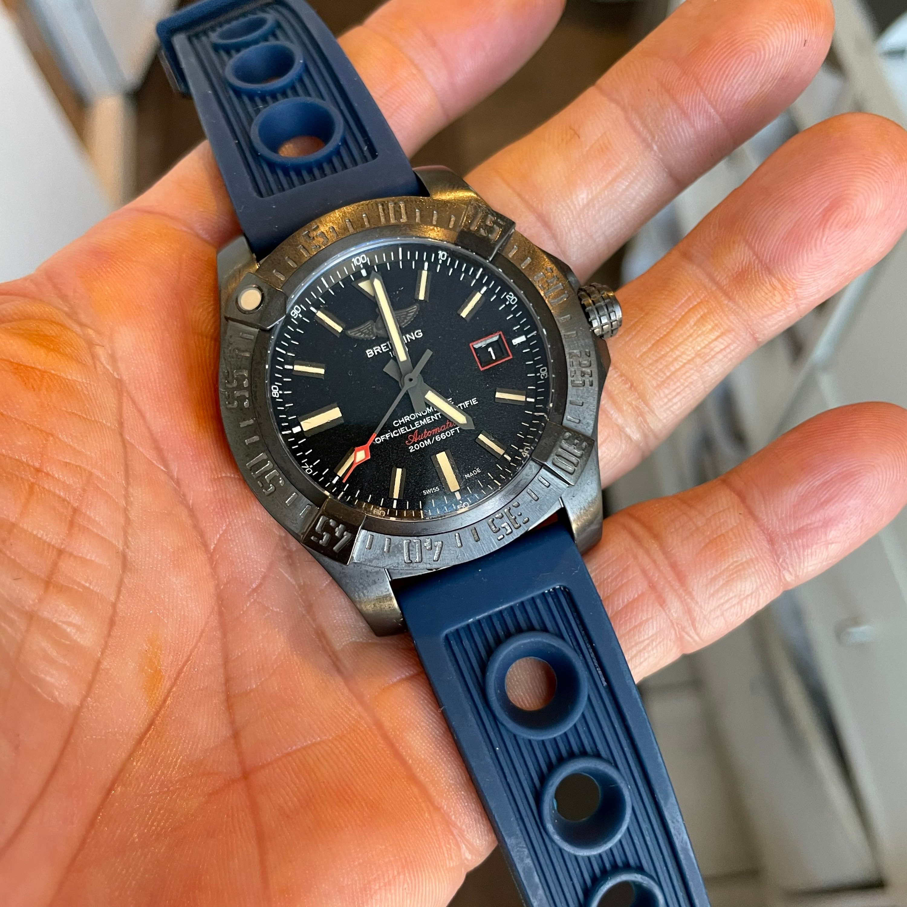 Correa Reloj Diloy Silicona Negro / Azul SBR22