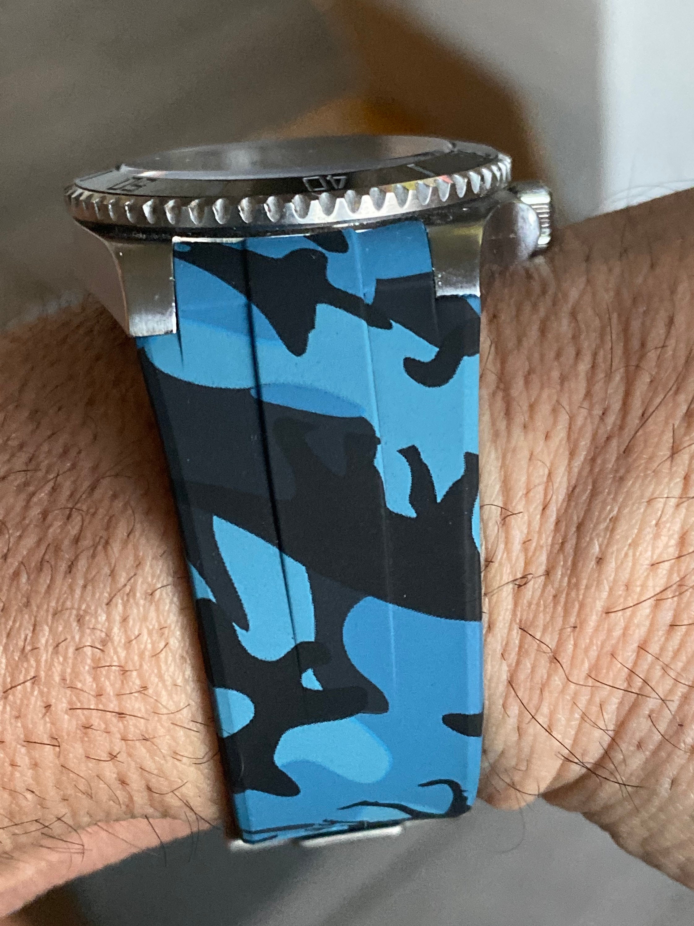 Blue camo Rubber Strap for Rolex and Omega 20mm – Tempomat Madrid