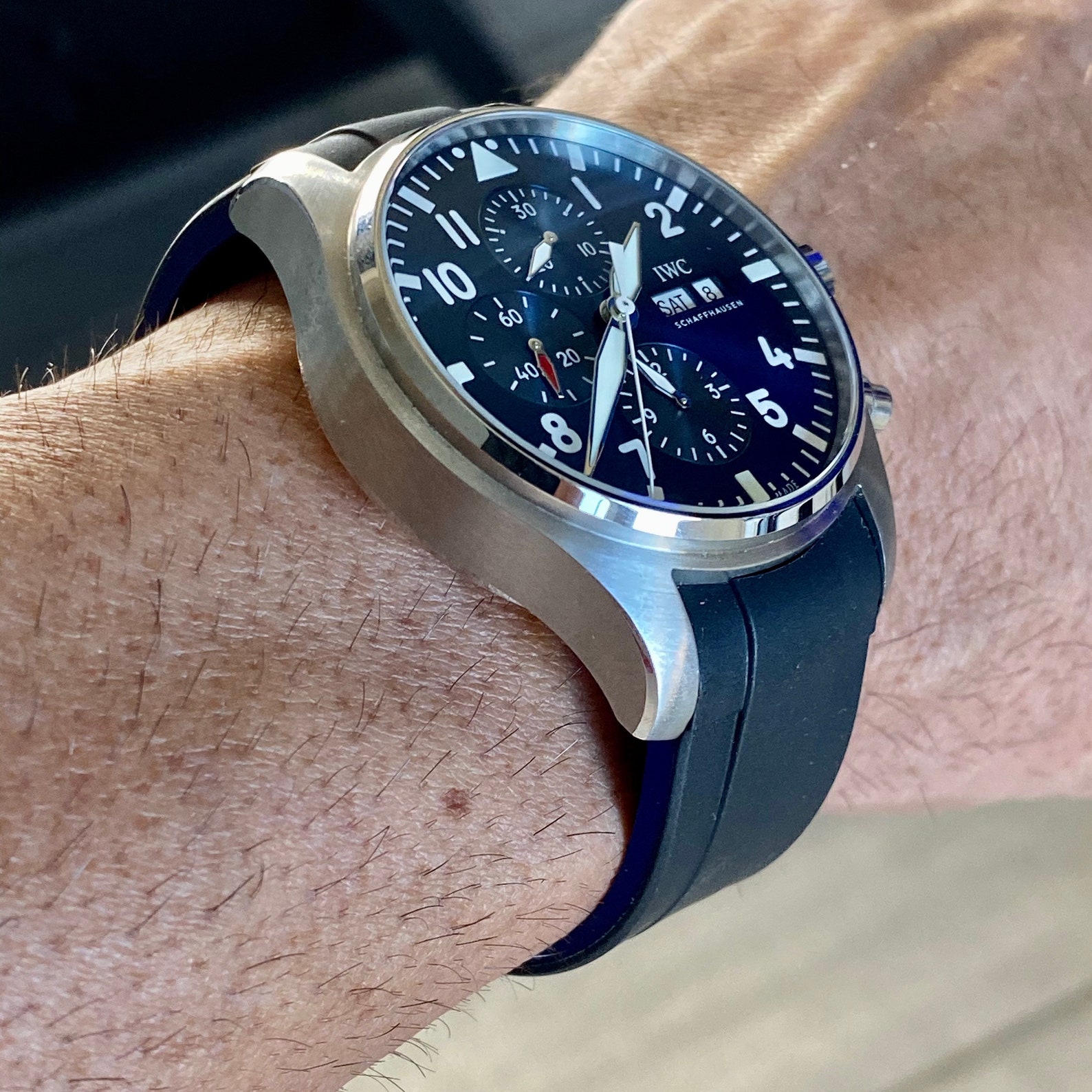 21mm BLACK/RED Vulcanized Rubber Strap Fits Some IWC Pilot Etsy