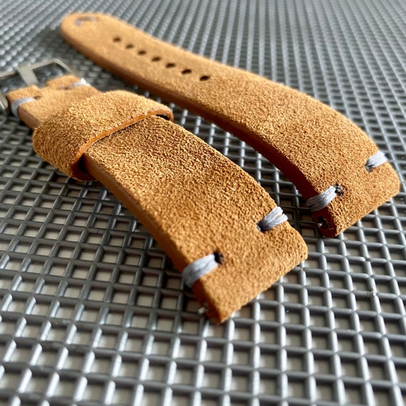 19mm Thick BROWN Modern Vintage Suede Leather Watch Strap Band