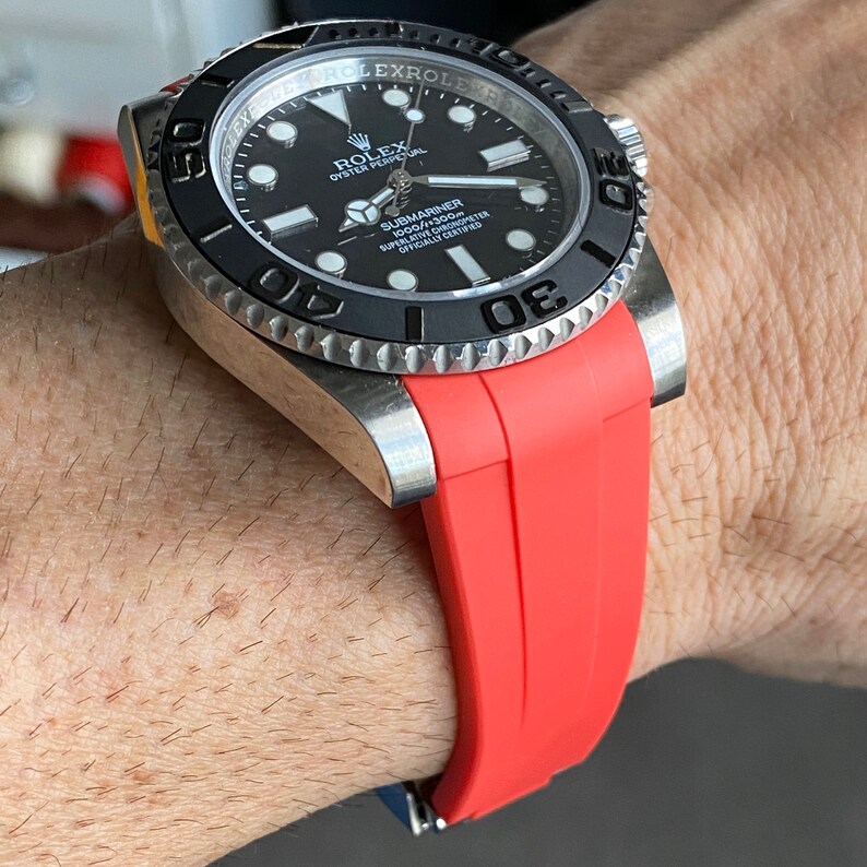 20mm RED Vulcanized Rubber Strap for Rolex Watches With Etsy