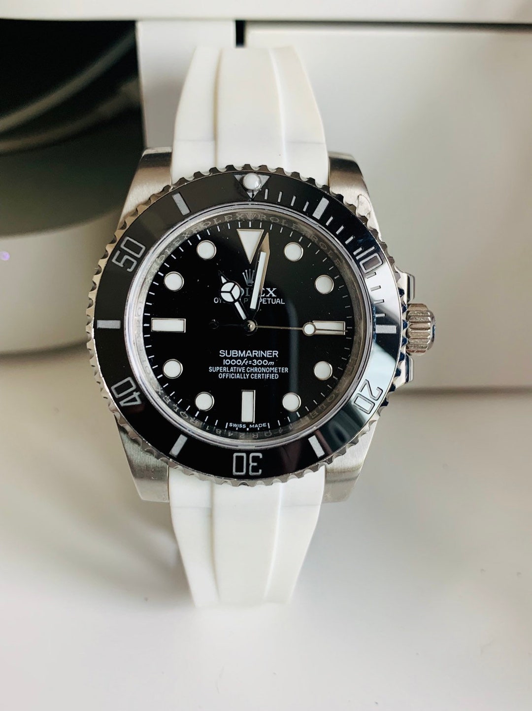 20mm Rubber WHITE Strap for Rolex Watches Newer Style Cases Band