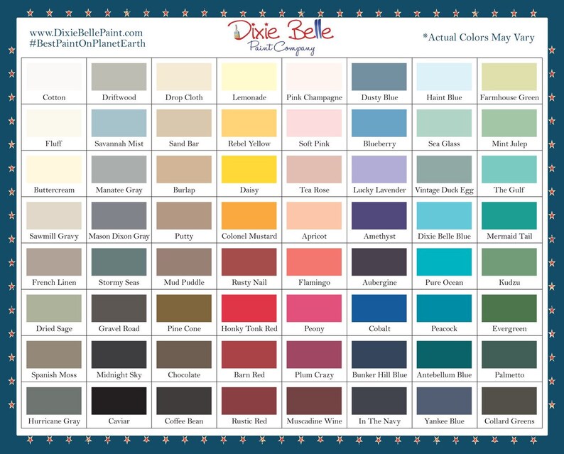 Colour Chart/card Dixie Belle Chalk Mineral Furniture Paint. Etsy UK