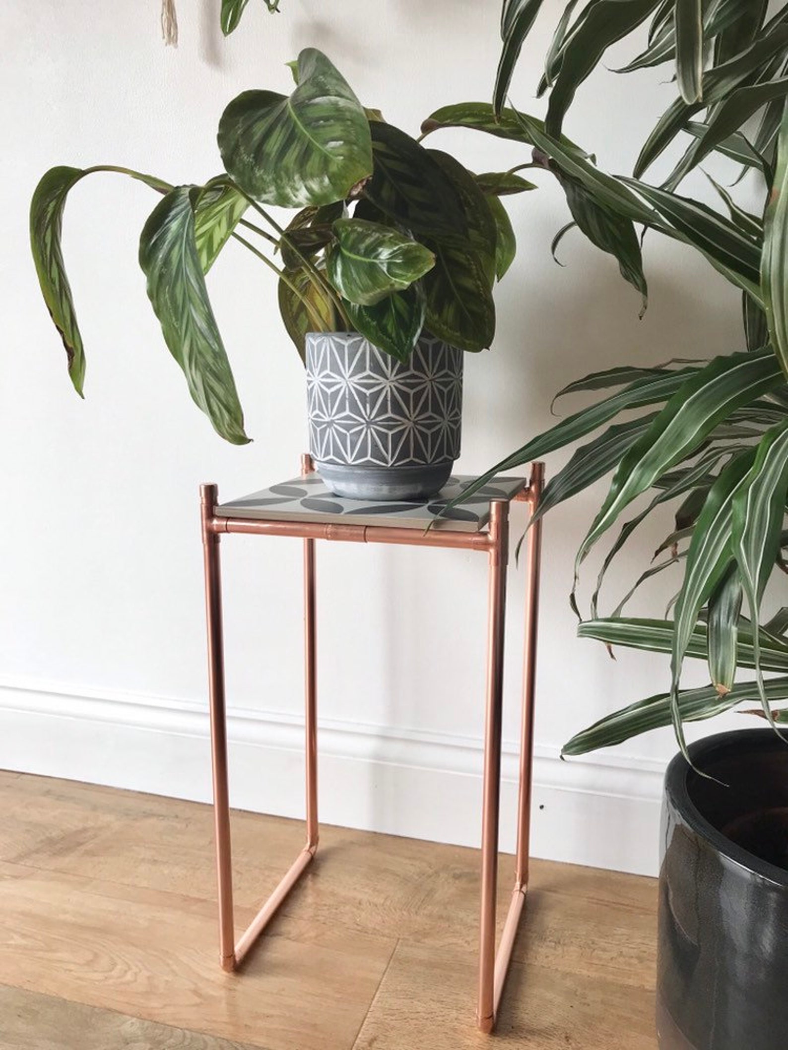 Tall plant stand large // copper pipe // ceramic tile Etsy