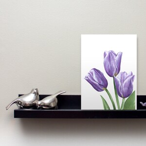 Impression d'art tulipes violettes, art botanique, impressions florales, impressions florales aquarelles, art floral aquarelle