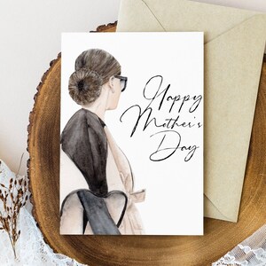 Carte de fête des mères, carte de fête des mères heureuse pliée, fête des mères élégante, carte de fête des mères aquarelle pliée