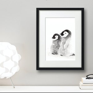 Impression aquarelle de pingouin, Impression d&#39;art d&#39;un pingouin, Impressions pour chambres d&#39;enfants, Art pour chambre d&#39;enfant, Impressions pour les amateurs de pingouins