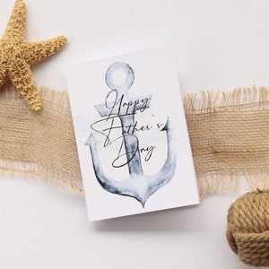 Carte de fête des pères, Ancre d’aquarelle, Carte de thème nautique, Cartes de père de plage, Pour papa, Fête de papa,