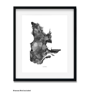 Akwarelowa mapa Quebecu, kanadyjskie mapy akwarelowe, sztuka geograficzna,