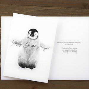Cartes d’anniversaire pingouin, cartes d’anniversaire pliées, cartes d’anniversaire mignonnes, cartes d’anniversaire d’animaux, cartes d’anniversaire non genrées