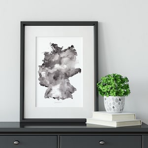 Carte aquarelle de l'Allemagne, cadeaux pour les voyageurs, décoration de bureau, cartes géographiques, impression d'art aquarelle