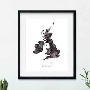 Îles britanniques, cartes aquarelles britanniques, art géographique, cartes peintes, carte du Royaume-Uni, cartes des îles britanniques du Royaume-Uni