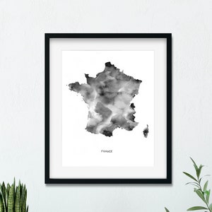Carte de France aquarelle, carte de France aquarelle, art géographique, cartes peintes, cartes d'art aquarelle