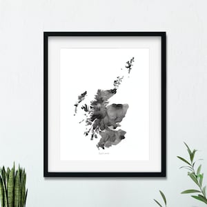 Aquarelle de l'Ecosse, cartes aquarelles du Canada, art géographique, cartes peintes