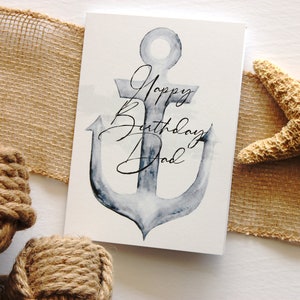 Carte d’anniversaire, Ancre d’aquarelle, Carte d’anniversaire nautique, Cartes d’anniversaire de plage