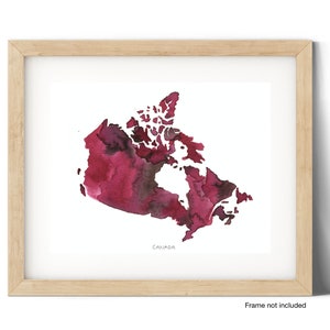 Aquarell Landkarte von Kanada, Geographische Kunst, handgemalte Karten, Aquarell Landkarten, Kanadische Karten