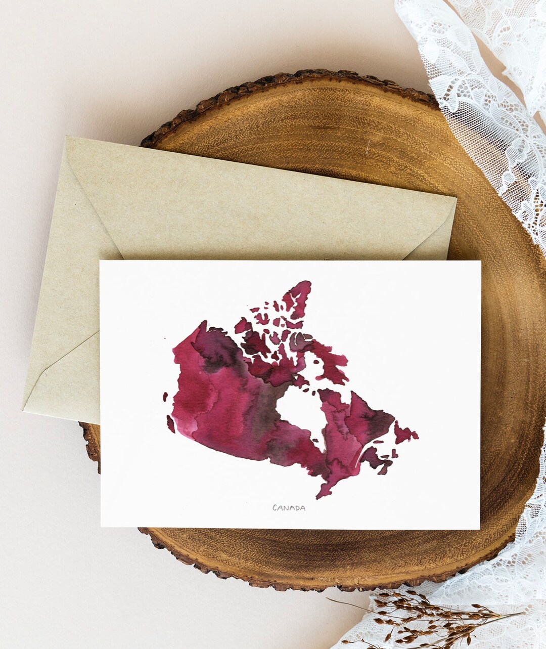 Canada Map Note Cards Pack Watercolour Maps Canadian Greeting Cards