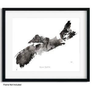 Aquarelle de la Nouvelle-Écosse, cartes aquarelles du Canada, art géographique, cartes peintes