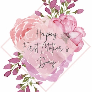 Bonne première carte de fête des mères, aquarelle fête des mères pour une nouvelle maman, fête des mères rose, carte aquarelle pliée pour la fête des mères, voeux pliée