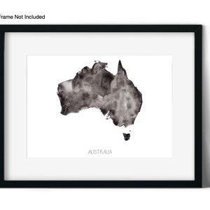 Carte de l'Australie à l'aquarelle, art géographique, cartes à l'aquarelle, cartes peintes, cartes de l'Australie