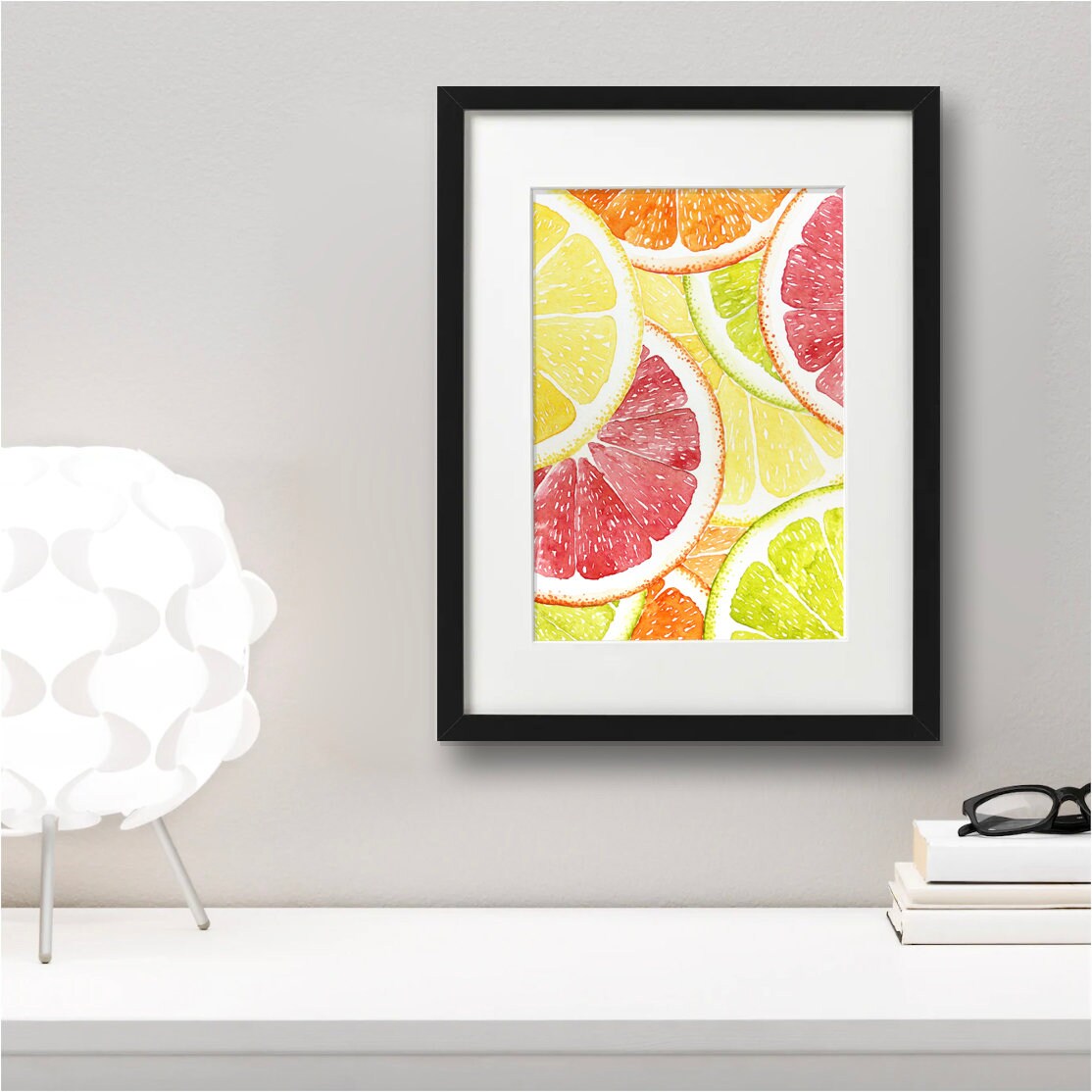 Mixed Fruit Slices Art Print Grapefruit Art Fruit Print - Etsy UK