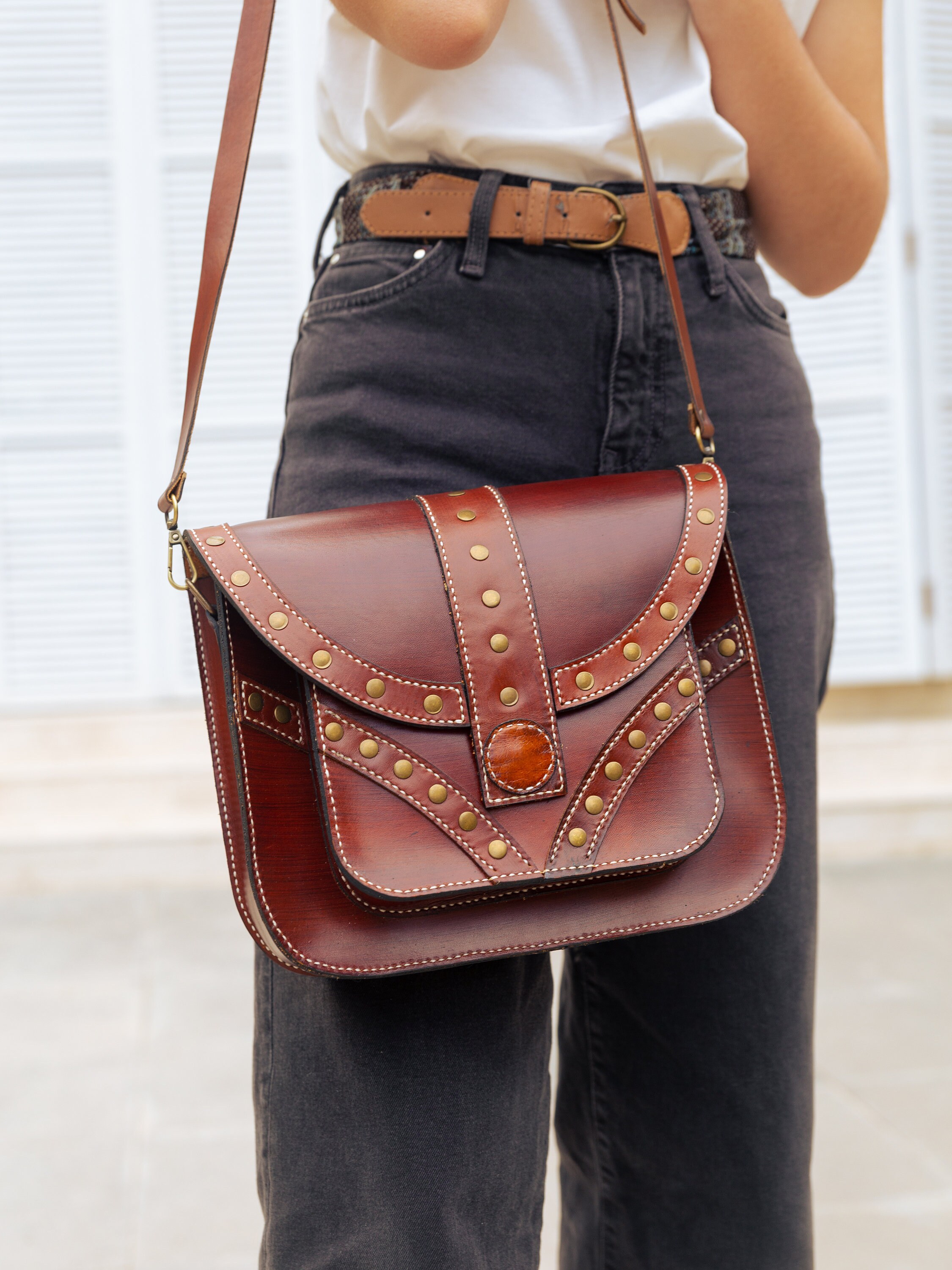 Handcrafted Leather Bohemian Crossbody Bag Unique Boho Etsy UK