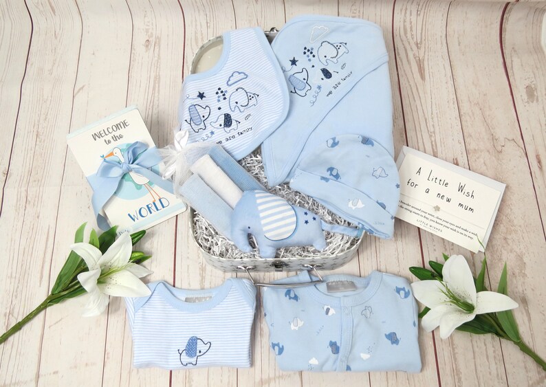 Baby Boy Elephant Gift Hamper Baby Boy Gift Box Baby Boy Etsy UK