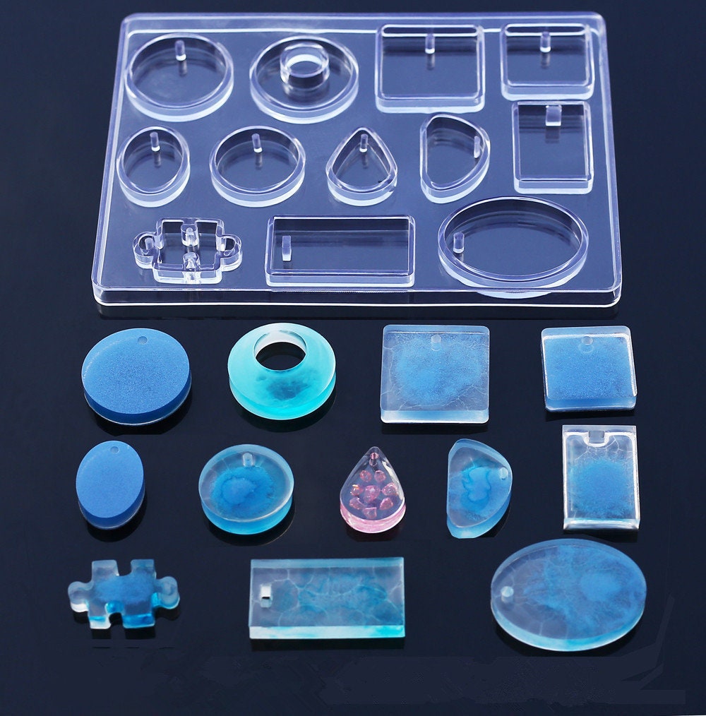 Geometric Pendant Silicone Mold-square Pendant Resin Mold-round Oval ...