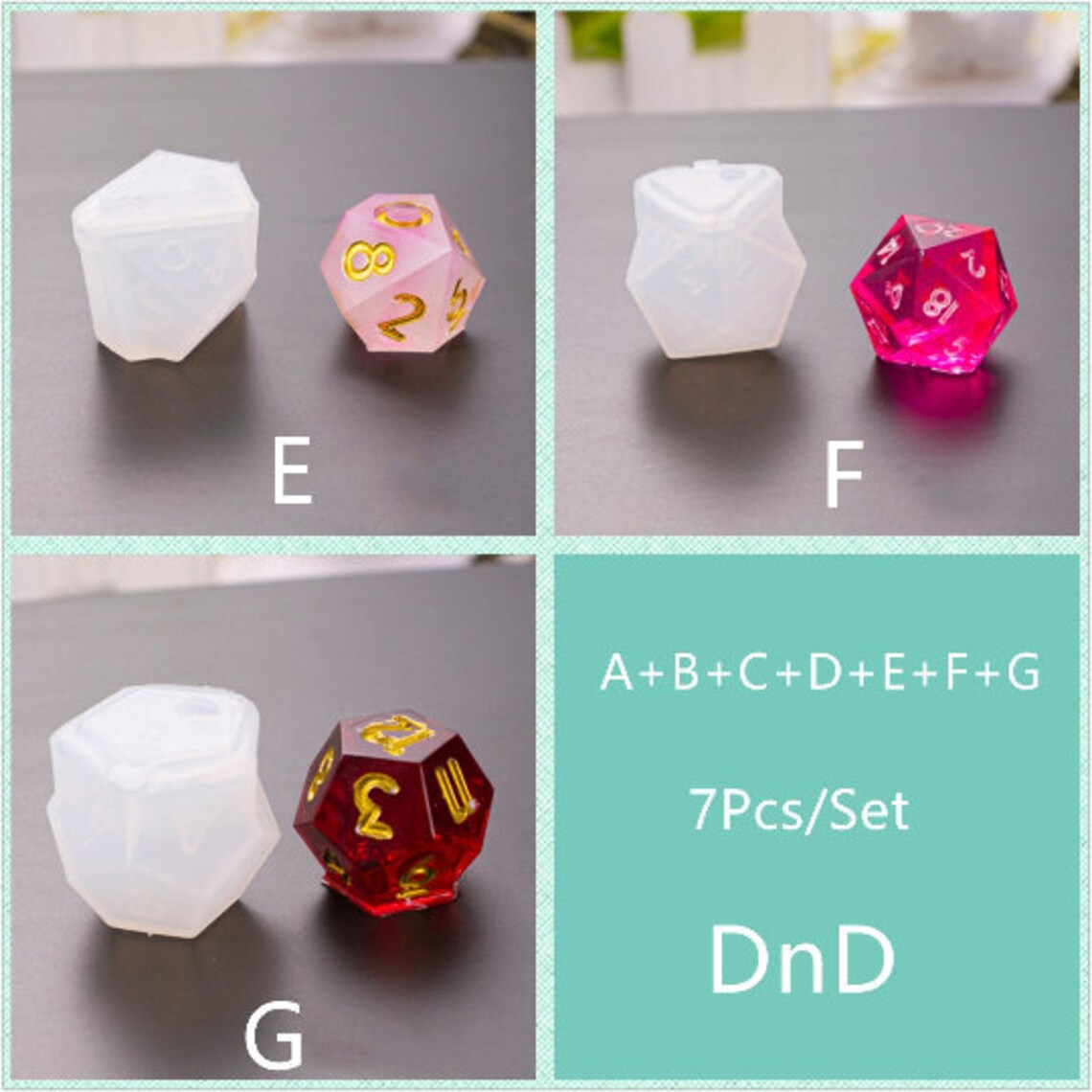7Pcs/Set DND Dice MoldPolyhedral Dice Resin MoldsBoard Game Etsy