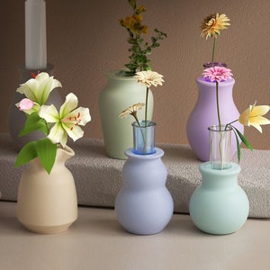 Small Vase Silicone Mold-Flower Vase Resin Mold-Test Tube Vase Mold-Bud Vase Mold-Concrete Nordic Vase Mold-Jesmonite Cement Decor Mold