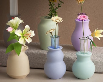 Molde de silicona para florero pequeño, molde de resina para florero, molde para florero de tubo de ensayo, molde para florero con capullo, molde para florero nórdico de hormigón, molde para decoración de cemento Jesmonite