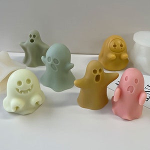 Molde de silicona con forma de fantasma, molde para velas con forma de fantasma de dibujos animados, molde para velas con forma de fantasma de Halloween, molde para jabón con forma de fantasma, molde para yeso de aromaterapia para bricolaje, molde para decoración del hogar
