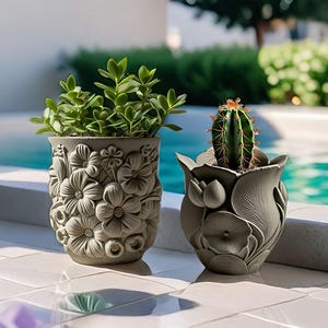 Molde de silicone para vaso de flores - Molde de resina para caixa de bugigangas em formato de lótus - Molde para pote de vela de concreto - Molde para arte em gesso e cimento