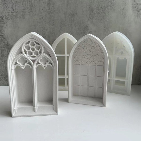 Kathedrale Fenster Beton Silikonform-Kirchenfenster Aufbewahrungsbox Mould-Jesmonit Tablett Mould-Zement Gips Kunst Mould-Epoxidharz Mould