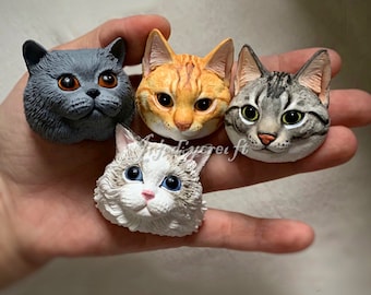 Cute Cat Head Silicone Mold-Animal Cat Resin Mold-Pet Ragdoll Cat Keychain Mold-Cat Fondant Cake Decor Mold-Scented Plaster Cat Mold