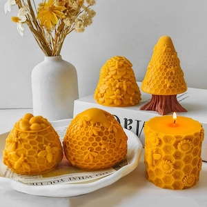 Honeycomb Candle Silicone Mold-Bee Pillar Candle Mold-Honeycomb Tree Candle Mold-Beeswax Pillar Candle Mold-Aromatherapy Candle Soap Mold