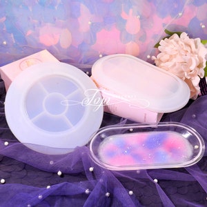 Geometric Storage Plate Dish Resin Mold-Oval Round Flat Plate Mold-Dish Silicone Mold-Jewelry Storage Box Mold-Epoxy Resin Crafts Mold