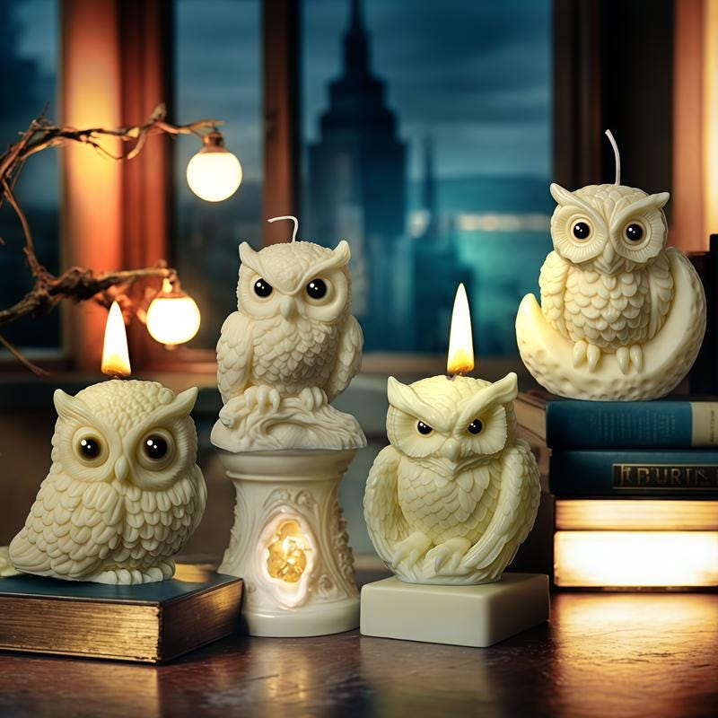 Animal Owl Silicone Mold-moon Owl Candle Mold-halloween Owl Candle