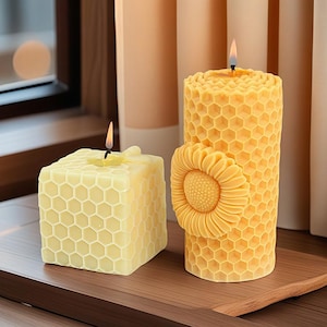 Flower Honeycomb Candle Silicone Mold-Bee Honeycomb Candle Mold-Beehive Candle Mold-Beeswax Pillar Candle Mold-Aromatherapy Candle Soap Mold