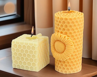 Flower Honeycomb Candle Silicone Mold-Bee Honeycomb Candle Mold-Beehive Candle Mold-Beeswax Pillar Candle Mold-Aromatherapy Candle Soap Mold
