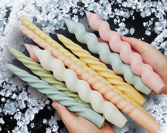 Long Striped Candle Silicone Mold-Tall Spiral Pillar Candle Mold-Twisted Taper Candle Mold-Dinner Table Candle Mold-Soy Wax Candle Mold