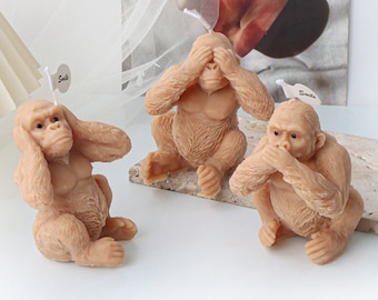 3D Orangutan Candle Silicone Mold-Animal Orangutan Candle Mold-Monkey Candle Mold-Scented Soy Candle Mold-Jesmonite Plaster Resin Art Mold