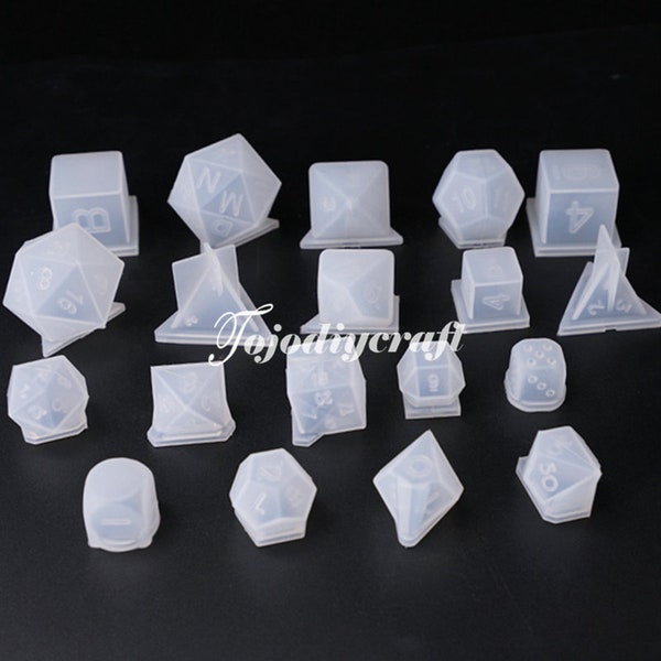 19Pcs Polyhedral Dice Silicone Mold-DND Dice Set Mold-RPG Dice Mold-Sharp Edge Dice Resin Mold-Dungeons and Dragons Dice Mold-Resin Art Mold